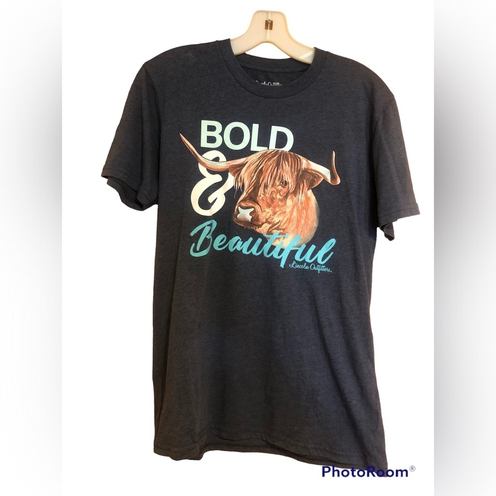 Lincoln Outfitters Bold & Beautiful Cow Steer Short Sleeve Navy T-shirt Sz M